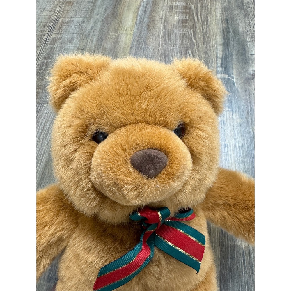 Gund Plush Teddy Bear Golden Brown Soft Stuffed Animal Holiday Ribbon 12 inch - Picture 9 of 9